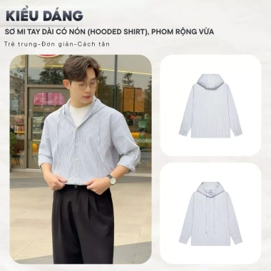 Áo khoác sơ mi Oxford nón rộng chống nắng, vải dày, form đứng trẻ trung - 190k