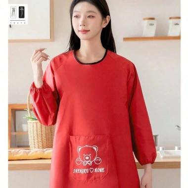 Áo khoác tạp dề đảo ngược chống nước chống dầu, tay áo dài, bảo hộ nhà bếp 2