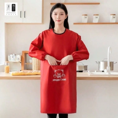 Áo khoác tạp dề đảo ngược chống nước chống dầu, tay áo dài, bảo hộ nhà bếp 3
