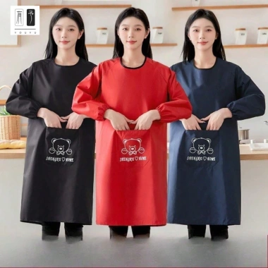 Áo khoác tạp dề đảo ngược chống nước chống dầu, tay áo dài, bảo hộ nhà bếp 4