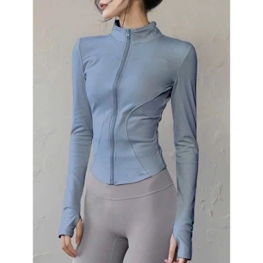 Áo khoác thể thao nữ dài tay, co giãn thoáng mát, khóa kéo ôm body, phù hợp gym yoga – 199k 6