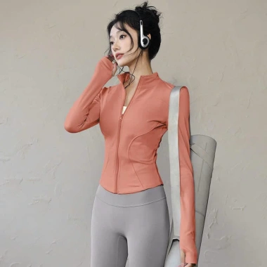 Áo khoác thun dày dặn co dãn cho nữ tập gym yoga aerobic, chống nắng, giá ưu đãi 150k