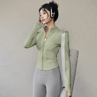 Áo khoác thun dày dặn co dãn cho nữ tập gym yoga aerobic, chống nắng, giá ưu đãi 150k