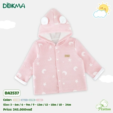 Áo khoác trần bông hoạ tiết đáng yêu cho bé Dokma DA2.537 DA2.690 3-24M giá 308.700 giảm còn 245.000