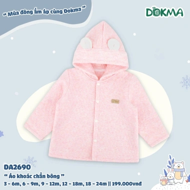 Áo khoác trần bông hoạ tiết đáng yêu cho bé Dokma DA2.537 DA2.690 3-24M giá 308.700 giảm còn 245.000