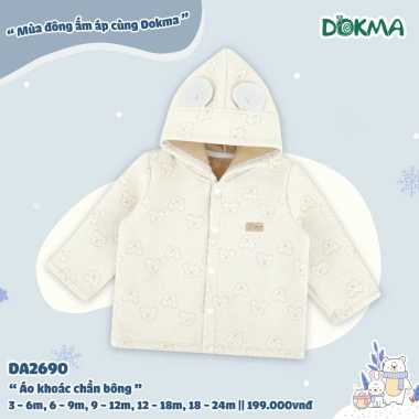 Áo khoác trần bông hoạ tiết đáng yêu cho bé Dokma DA2.537 DA2.690 3-24M giá 308.700 giảm còn 245.000