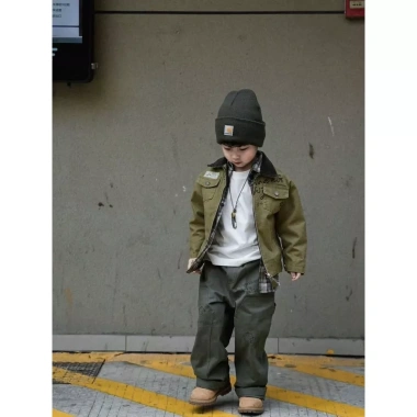 Áo khoác trẻ em Cổ lật 2.025 Xuân Thu Bad Boy Workwear – Dễ thương, mềm mại, giá ưu đãi 448k 4