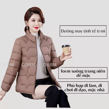 Áo khoác trung niên nữ áo phao bông siêu ấm, mặc nhà hay đi chơi, chỉ 285.000đ