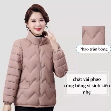 Áo khoác trung niên nữ áo phao trần bông mềm ấm áp cho mẹ giá chỉ 228.999 VND