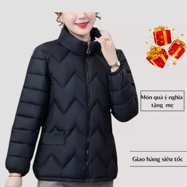 Áo khoác trung niên nữ áo phao trần bông mềm ấm áp cho mẹ giá chỉ 228.999 VND