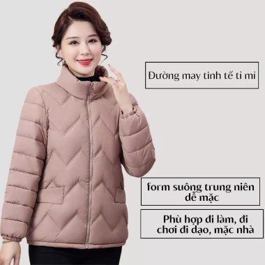 Áo khoác trung niên nữ áo phao trần bông mềm ấm áp cho mẹ giá chỉ 228.999 VND