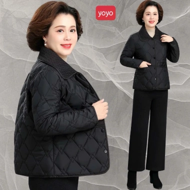 Áo khoác trung niên nữ QC401 - Phao nhẹ ấm, chắn gió, chống lạnh, thời trang 359k