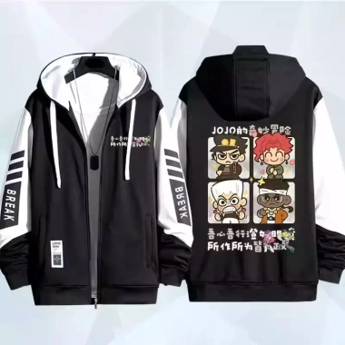 Áo khoác unisex JoJos Bizarre Adventure dây kéo - Fan Kujo Jotaro và Kakyoin Noriaki, giảm giá 22% 3