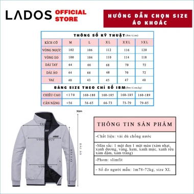 Áo khoác vải dù 2 mặt LADOS 22.027 – Chống nắng, chống nước, mặc 2 mặt, giá 244k 7 Áo khoác vải dù 2 mặt LADOS 22.027 – Chống nắng, chống nước, mặc 2 mặt, giá 244k 7