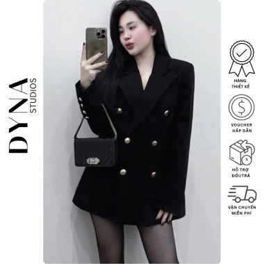 Áo khoác vest 6 cúc tag đá tay dài - 2 màu cúc vàng đen, giá chỉ 479.000đ LL