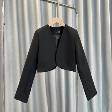 Áo khoác vest blazer Mely Fashion croptop vạt bầu dài tay hai lớp, đệm vai ruby 310.000₫