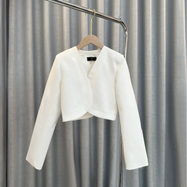 Áo khoác vest blazer Mely Fashion croptop vạt bầu dài tay hai lớp, đệm vai ruby 310.000₫