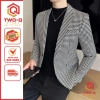 Áo khoác vest blazer nam kẻ caro trắng đen cao cấp, trẻ trung phong cách Hàn Quốc TwoQ 4