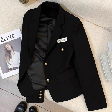 Áo khoác vest dáng ngắn màu đen thời trang mùa thu cho nữ - giảm 18 phần trăm chỉ 357.476₫