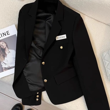Áo khoác vest dáng ngắn màu đen thời trang mùa thu cho nữ - giảm 18 phần trăm chỉ 357.476₫