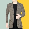 Áo khoác vest kẻ sọc caro Hàn Quốc cao cấp, size M-3XL, thời trang thu đông nam trung niên giảm giá