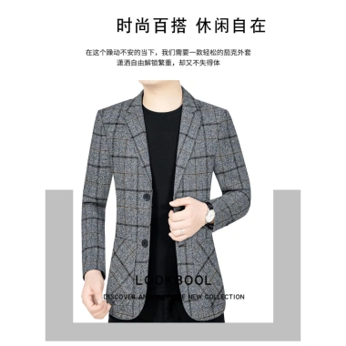 Áo khoác vest kẻ sọc caro Hàn Quốc cao cấp, size M-3XL, thời trang thu đông nam trung niên giảm giá