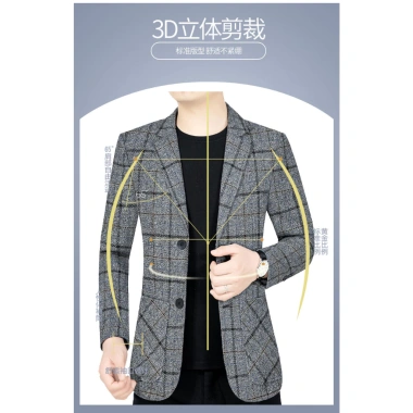 Áo khoác vest kẻ sọc caro Hàn Quốc cao cấp, size M-3XL, thời trang thu đông nam trung niên giảm giá