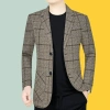 Áo khoác vest kẻ sọc caro Hàn Quốc cao cấp, size M-3XL, thời trang thu đông nam trung niên giảm giá 10