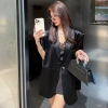 Áo khoác vest ngắn tay mỏng màu đen cho phụ nữ - satin acetate mới, rộng vừa vặn, dài vừa phải, giá chỉ 510.075₫ 10