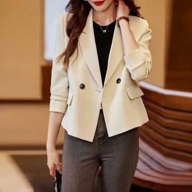 Áo khoác vest nữ màu nâu cà phê mùa xuân thu 2.023, phù hợp chiều cao ngắn, sang trọng, chuyên nghiệp, giá 695.557 VND 6