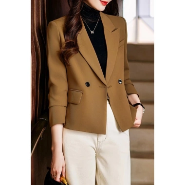 Áo khoác vest nữ màu nâu cà phê mùa xuân thu 2.023, phù hợp chiều cao ngắn, sang trọng, chuyên nghiệp, giá 695.557 VND 7
