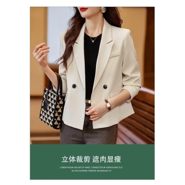 Áo khoác vest nữ màu nâu cà phê mùa xuân thu 2.023, phù hợp chiều cao ngắn, sang trọng, chuyên nghiệp, giá 695.557 VND 9