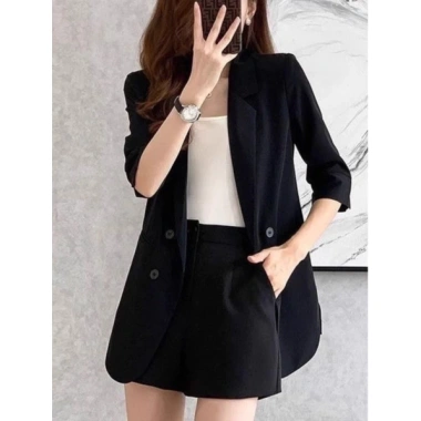 Áo khoác vest nữ trung niên đen Hàn Quốc - Croptop blazer công sở thu đông sang chảnh, giá chỉ 179k