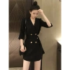 Áo khoác vest nữ trung niên đen Hàn Quốc - Croptop blazer công sở thu đông sang chảnh, giá chỉ 179k 8