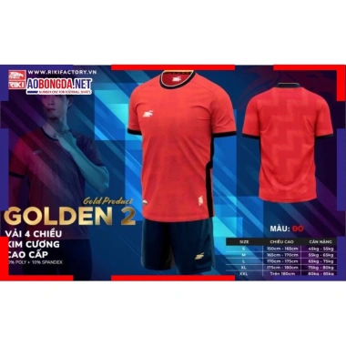 Áo Không Logo Riki Golden 2 Thun co giãn trẻ trung năng động bóng đá dã ngoại giá 259.000đ