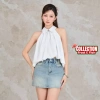 Áo kiểu KAYLIN bí nhúng cổ yếm xoè phồng, chất vải kate sợi tre, cá tính - BST Tháng 12.2.025 A122T12, giá 410k