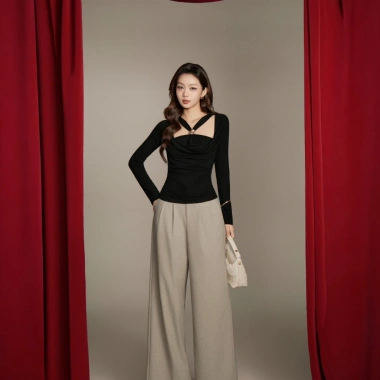 Áo kiểu KAYLIN Ruby Top tay dài cổ chéo, vải thun cotton co giãn, mẫu TET COLLECTION - Giá 390.000đ 7 Áo kiểu KAYLIN Ruby Top tay dài cổ chéo, vải thun cotton co giãn, mẫu TET COLLECTION - Giá 390.000đ 7