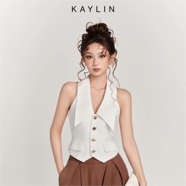 Áo kiểu KAYLIN VALIA Halter Vest nút tằm tuyết, thanh lịch BST Hè 2.025 - 398k