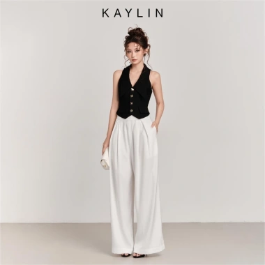 Áo kiểu KAYLIN VALIA Halter Vest nút tằm tuyết, thanh lịch BST Hè 2.025 - 398k
