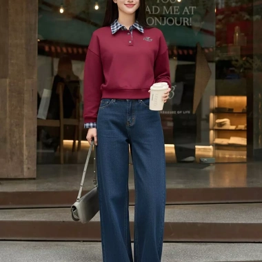 Áo kiểu nữ CARDINA umi dài tay bo gấu phối cổ và tay sơ mi Giá chỉ 310.000đ