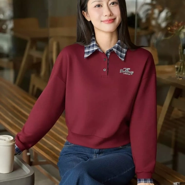 Áo kiểu nữ CARDINA umi dài tay bo gấu phối cổ và tay sơ mi Giá chỉ 310.000đ