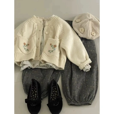 Áo Len Bé Gái Dệt Kim Cardigan Mùa Thu Thời Trang Hàn Quốc – Siêu ấm, Giá ưu đãi 238k