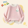 Áo len bé gái thu đông ấm áp HKAM Sọc mềm hoa xanh unisex 249.999đ