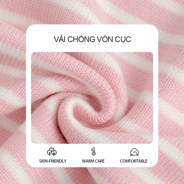 Áo Len Bé Gái Thu Đông Ấm Áp Sọc Đa Màu In Hình Tình Yêu Unisex - Giá 250k 2