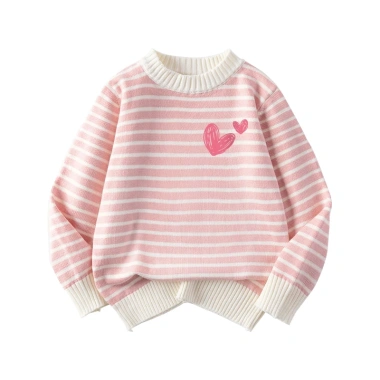 Áo Len Bé Gái Thu Đông Ấm Áp Sọc Đa Màu In Hình Tình Yêu Unisex - Giá 250k 6