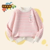 Áo Len Bé Gái Thu Đông Trẻ Em Sọc Ấm Áp, Túi In Thỏ Unisex - Giá 250k (Giảm 60k)