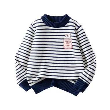 Áo Len Bé Gái Thu Đông Trẻ Em Sọc Ấm Áp, Túi In Thỏ Unisex - Giá 250k (Giảm 60k) 5