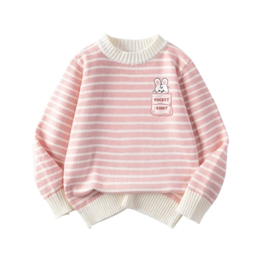 Áo Len Bé Gái Thu Đông Trẻ Em Sọc Ấm Áp, Túi In Thỏ Unisex - Giá 250k (Giảm 60k) 6