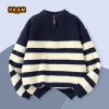 Áo len bé tra sọc nửa cardigan mùa thu đông HKAM - 2 màu, giá ưu đãi 320k
