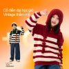 Áo len bé trai sọc kiểu cardigan mùa thu đông, in hình may mắn, giảm giá 320.000 VND 2